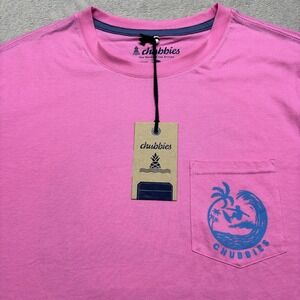 NEW NWT Mens XL Chubbies Graphic T Shirt The Surfer Pink W/ Front Pocket